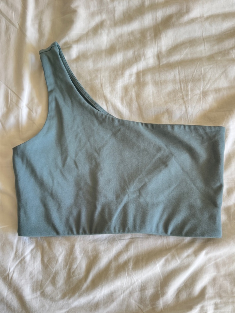 girlfriend collective One-Shoulder Sage Green Active Top Size S Yoga Gym Pilates